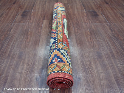 Ersari Tribal & Geometric hand-knotted wool rug in Red & Colorful, 3' x 4'10" — SKU O022586 (view 4)