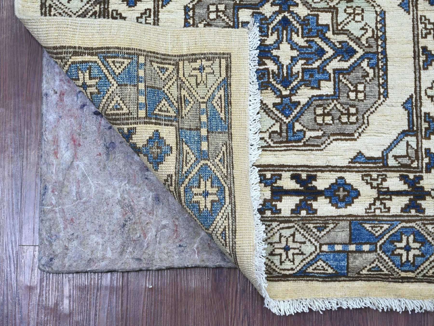 Ersari Tribal & Geometric hand-knotted wool runner in Ivory & Gray, 2'8" x 8' — SKU O022587 (view 2)