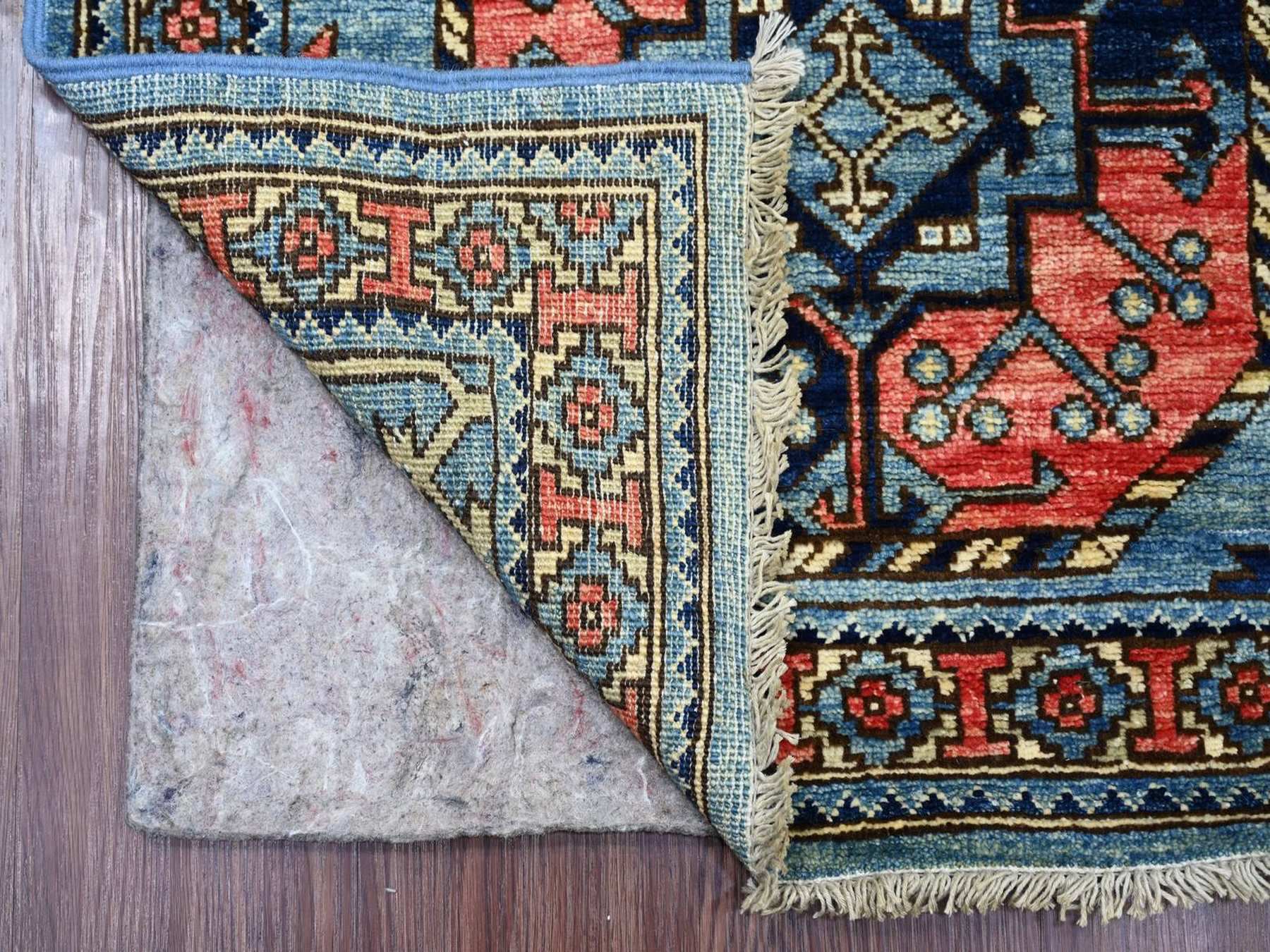 Blue 2'6" x 11'11" Tribal & Geometric Hand knotted Wool Rug - Sku: O022588