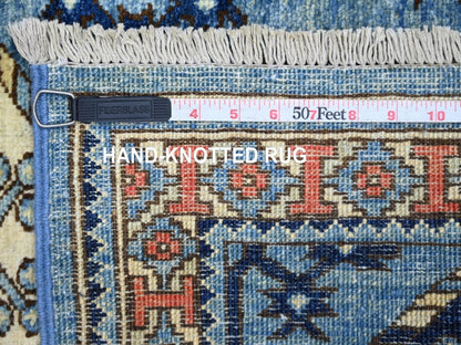 Blue 2'6" x 11'11" Tribal & Geometric Hand knotted Wool Rug - Sku: O022588