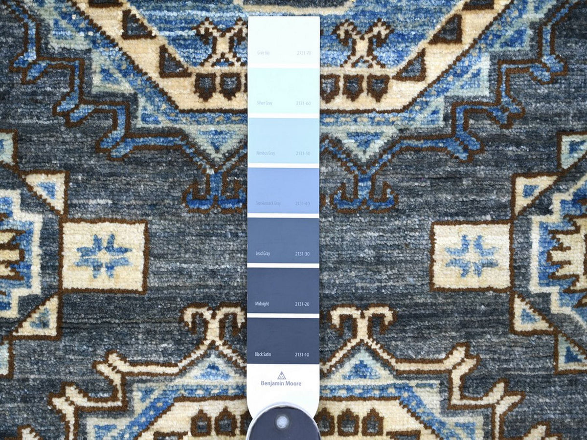 Ersari Tribal & Geometric hand-knotted wool rug in Gray & Ivory, 2'11" x 4'10" — SKU O022589 (view 3)