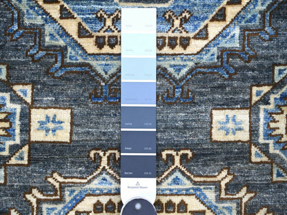 Ersari Tribal & Geometric hand-knotted wool rug in Gray & Ivory, 2'11" x 4'10" — SKU O022589 (view 3)