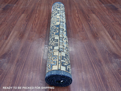 Ersari Tribal & Geometric hand-knotted wool rug in Gray & Ivory, 2'11" x 4'10" — SKU O022589 (view 4)