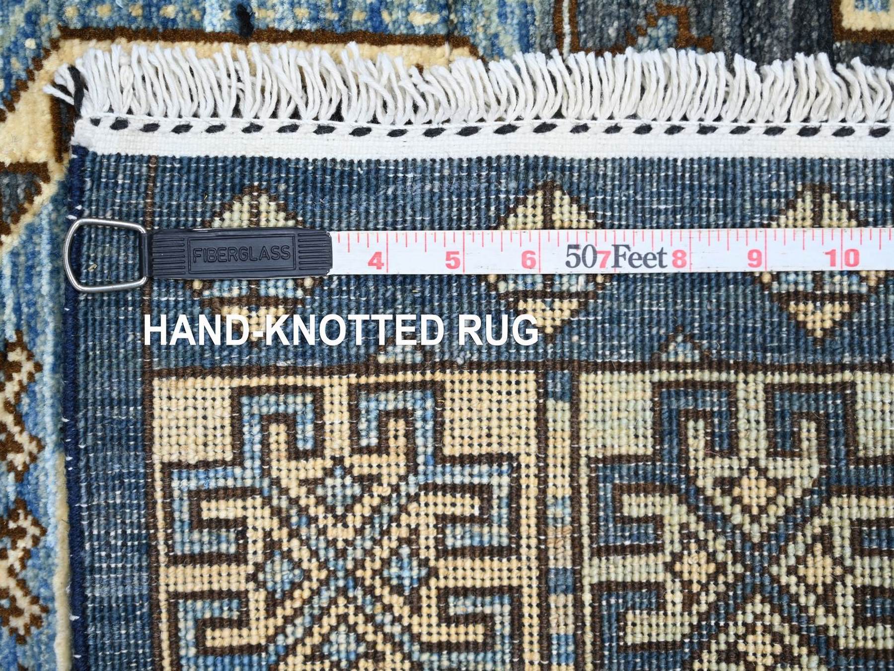 Ersari Tribal & Geometric hand-knotted wool rug in Gray & Ivory, 2'11" x 4'10" — SKU O022589 (view 6)