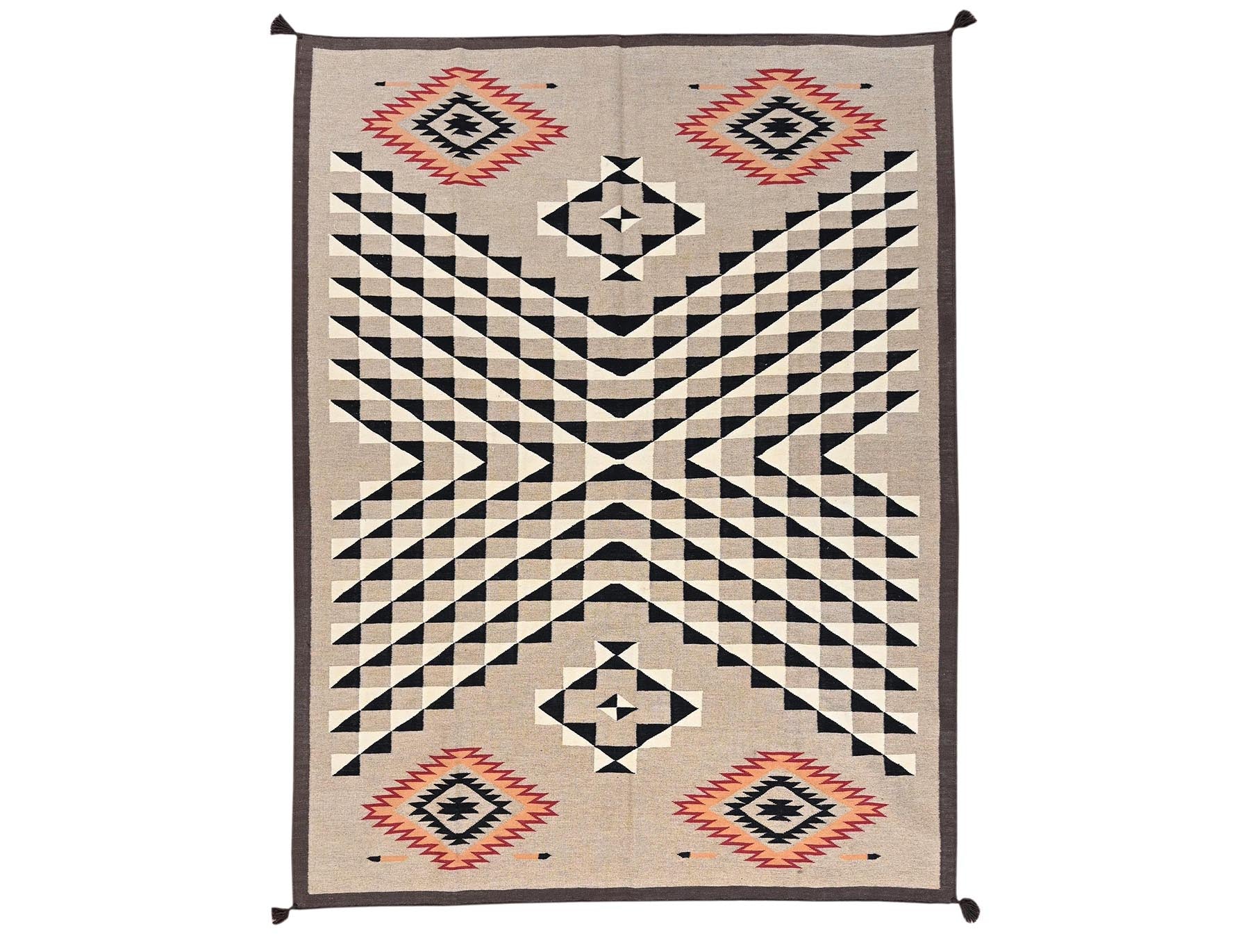 Brown 7'11" x 9'11" Flat Weave Hand woven Wool Rug - Sku: O02258