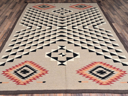 Brown 7'11" x 9'11" Flat Weave Hand woven Wool Rug - Sku: O02258