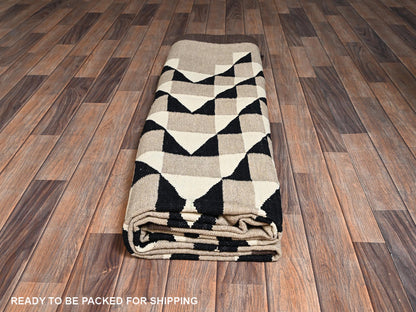 Brown 7'11" x 9'11" Flat Weave Hand woven Wool Rug - Sku: O02258