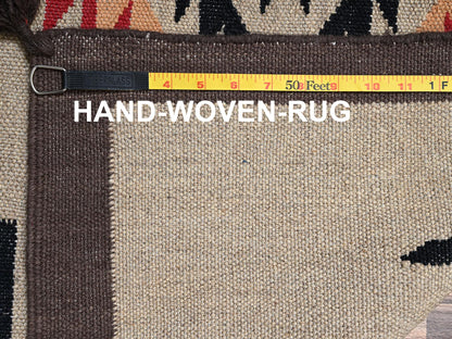 Brown 7'11" x 9'11" Flat Weave Hand woven Wool Rug - Sku: O02258