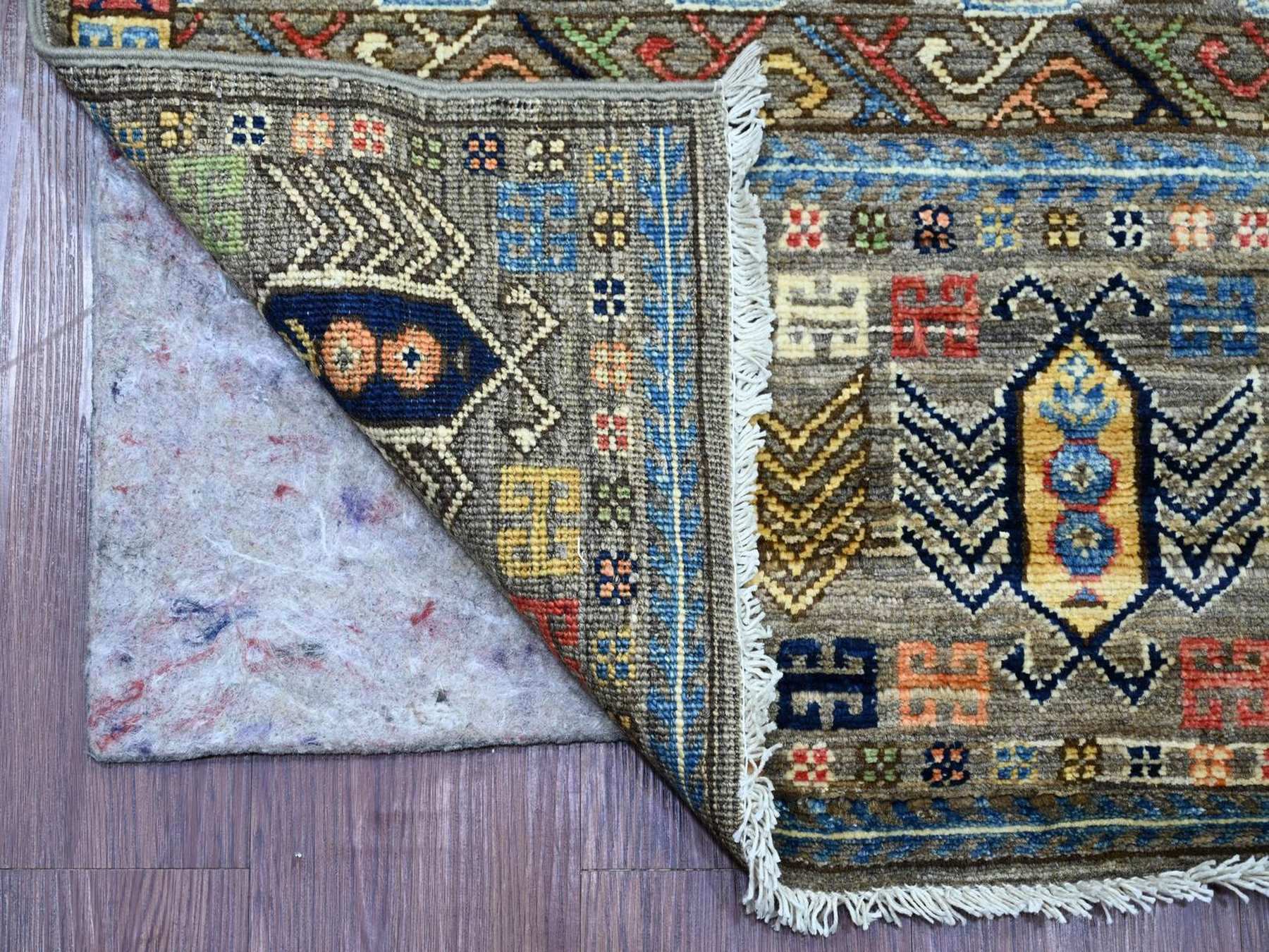 Grey 2'7" x 11'8" Tribal & Geometric Hand knotted Wool Rug - Sku: O022590