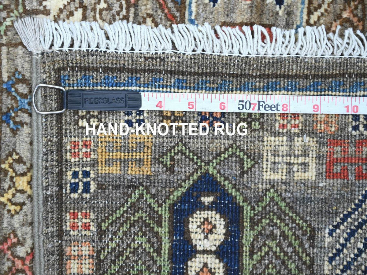 Ersari Tribal & Geometric hand-knotted wool runner in Gray, 2'7" x 11'8" — SKU O022590 (view 6)