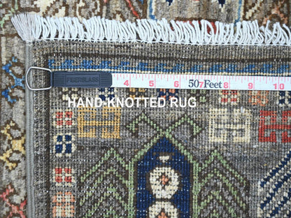 Ersari Tribal & Geometric hand-knotted wool runner in Gray, 2'7" x 11'8" — SKU O022590 (view 6)