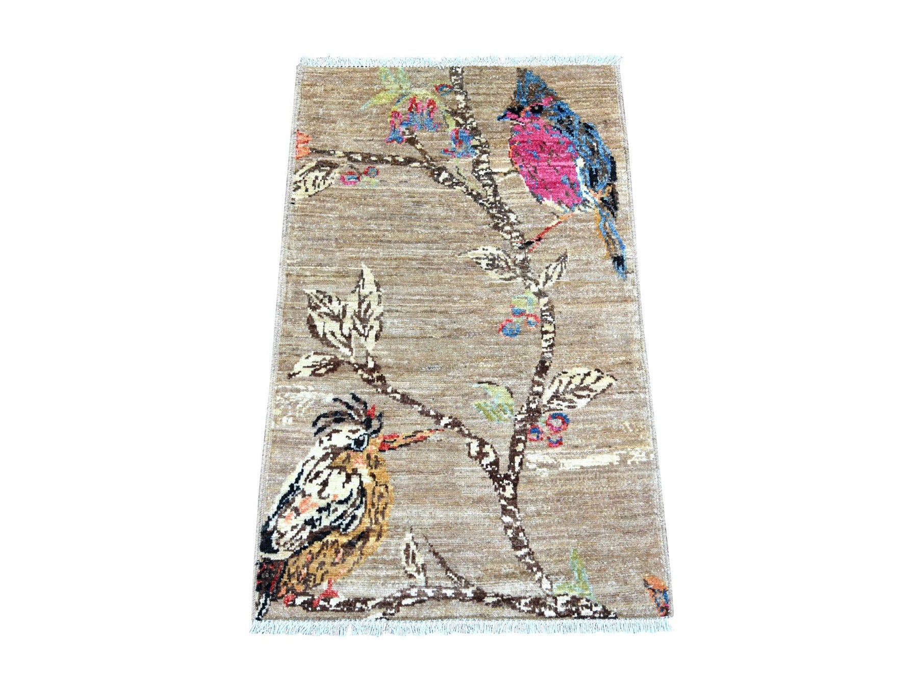 Brown 1'11" x 3'1" Modern and Contemporary Hand knotted Wool Rug - Sku: O022592