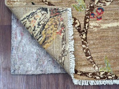 Brown 1'11" x 3'1" Modern and Contemporary Hand knotted Wool Rug - Sku: O022592