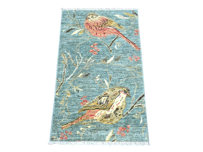 Grey 2'0" x 3'3" Modern and Contemporary Hand knotted Wool Rug - Sku: O022593