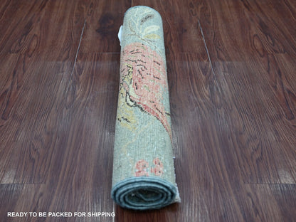 Grey 2'0" x 3'3" Modern and Contemporary Hand knotted Wool Rug - Sku: O022593