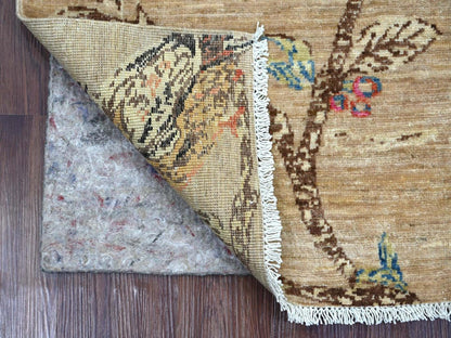 Brown 2'0" x 2'11" Modern and Contemporary Hand knotted Wool Rug - Sku: O022594
