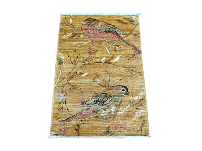 Brown 2'0" x 2'11" Modern and Contemporary Hand knotted Wool Rug - Sku: O022596
