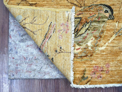 Brown 2'0" x 2'11" Modern and Contemporary Hand knotted Wool Rug - Sku: O022596