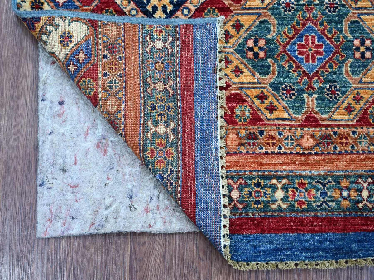 Kazak Tribal & Geometric hand-knotted wool rug in Multicolored, 3'3" x 3'7" — SKU O022598 (view 2)