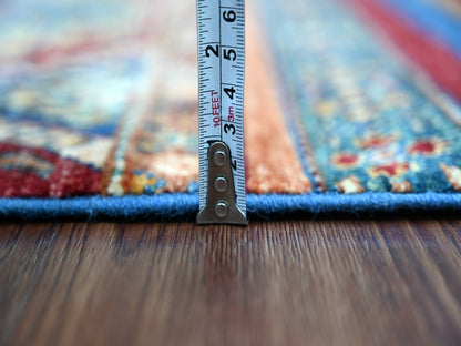 Multicolored 3'3" x 3'7" Tribal & Geometric Hand knotted Wool Rug - Sku: O022598