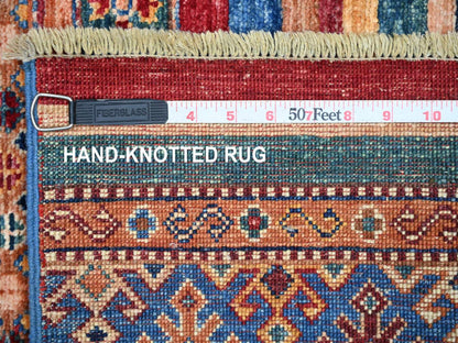 Kazak Tribal & Geometric hand-knotted wool rug in Multicolored, 3'3" x 3'7" — SKU O022598 (view 6)