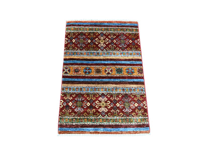 Kazak Tribal & Geometric hand-knotted wool rug in Multicolored, 2'1" x 3'1" — SKU O022599