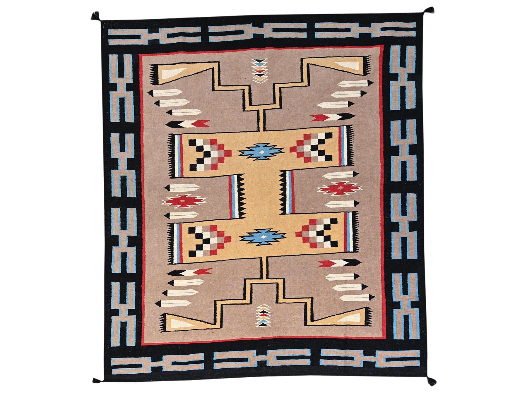 Brown 8'3" x 9'7" Flat Weave Hand woven Wool Rug - Sku: O02259