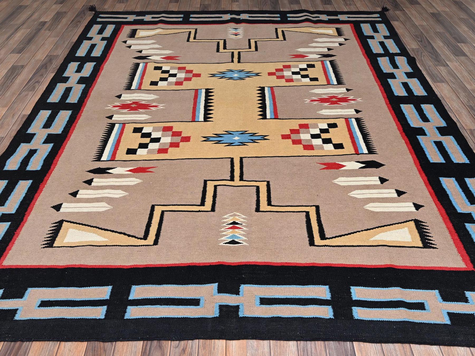 Brown 8'3" x 9'7" Flat Weave Hand woven Wool Rug - Sku: O02259