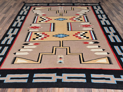 Brown 8'3" x 9'7" Flat Weave Hand woven Wool Rug - Sku: O02259