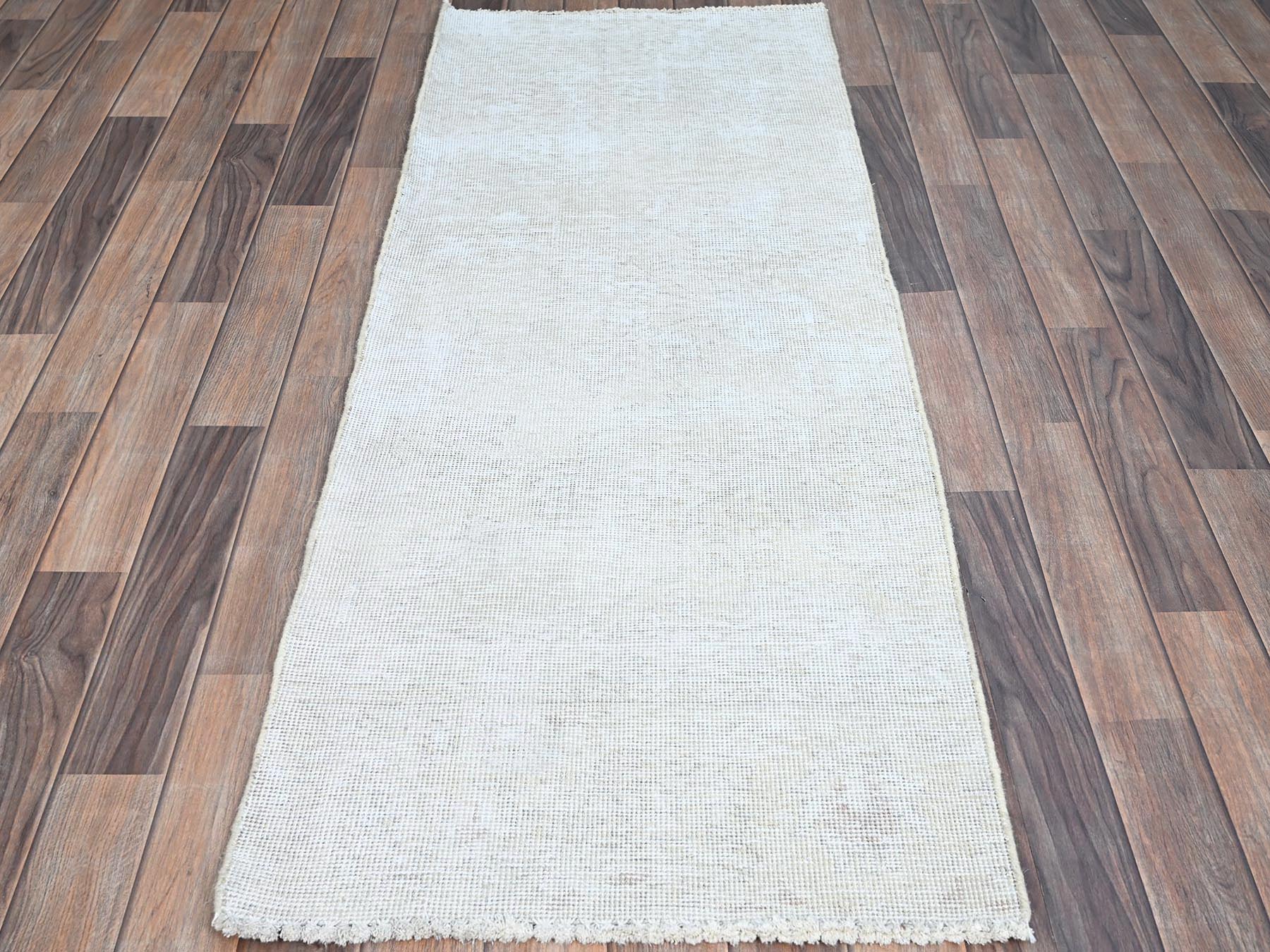 Ivory 2'2" x 5'10" Vintage Hand knotted Wool Rug - Sku: O0225