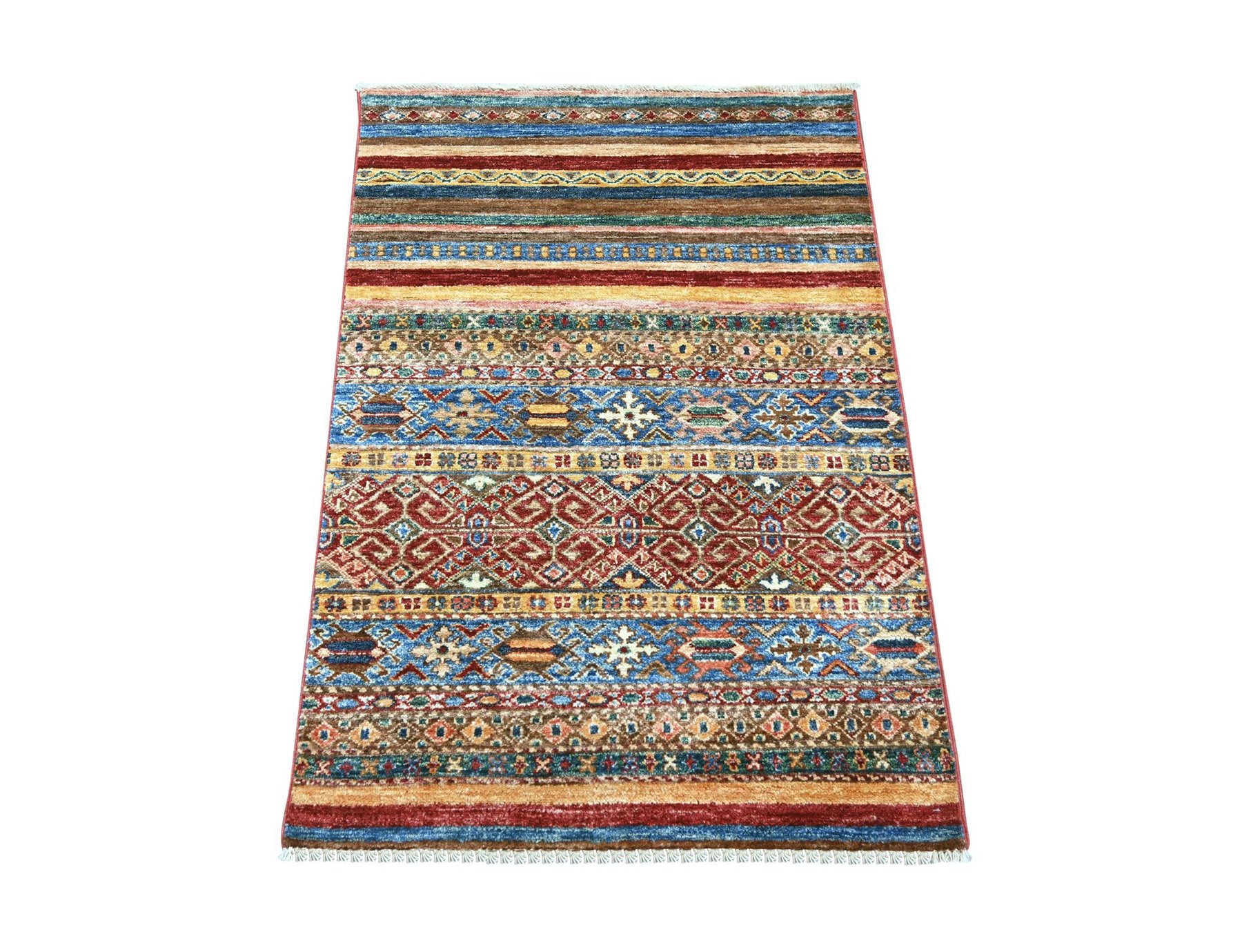 Kazak Tribal & Geometric hand-knotted wool rug in Multicolored, 2'8" x 3'9" — SKU O022601