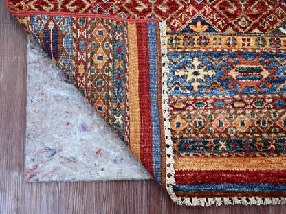 Kazak Tribal & Geometric hand-knotted wool rug in Multicolored, 2'8" x 3'9" — SKU O022601 (view 2)