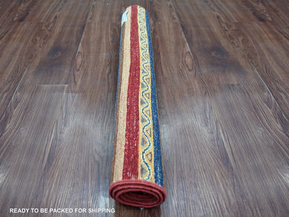 Kazak Tribal & Geometric hand-knotted wool rug in Multicolored, 2'8" x 3'9" — SKU O022601 (view 4)