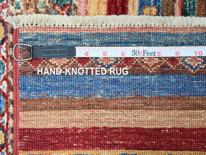 Multicolored 2'8" x 3'9" Tribal & Geometric Hand knotted Wool Rug - Sku: O022601