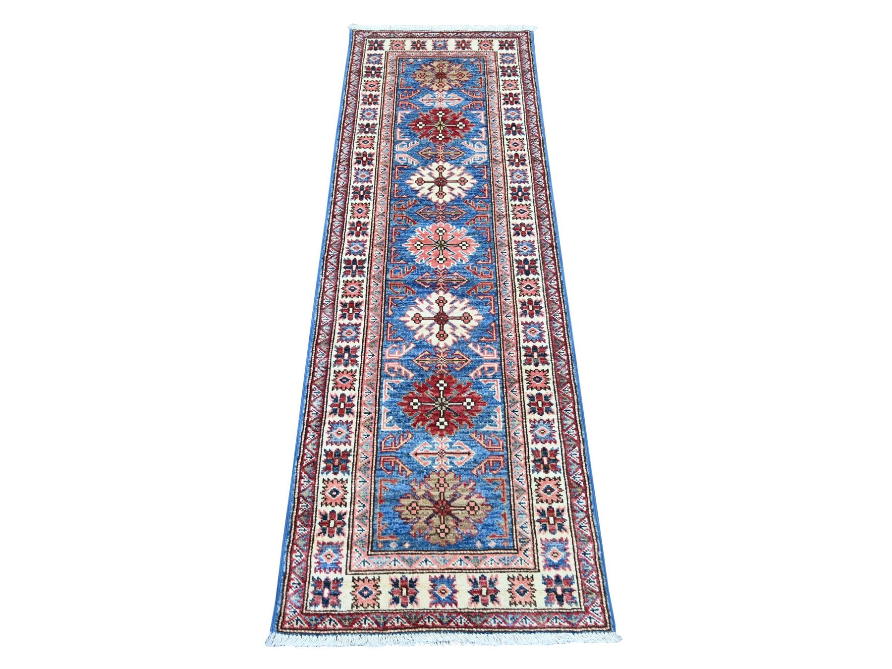 Blue 2'0" x 5'11" Tribal & Geometric Hand knotted Wool Rug - Sku: O022602