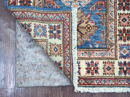 Blue 2'0" x 5'11" Tribal & Geometric Hand knotted Wool Rug - Sku: O022602