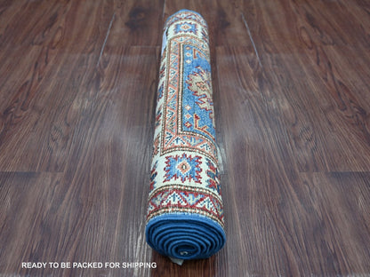 Blue 2'0" x 5'11" Tribal & Geometric Hand knotted Wool Rug - Sku: O022602