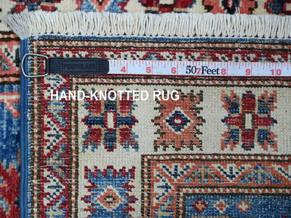 Blue 2'0" x 5'11" Tribal & Geometric Hand knotted Wool Rug - Sku: O022602