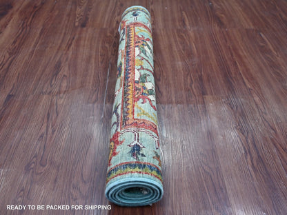 Blue 2'8" x 4'5" Tribal & Geometric Hand knotted Wool Rug - Sku: O022603