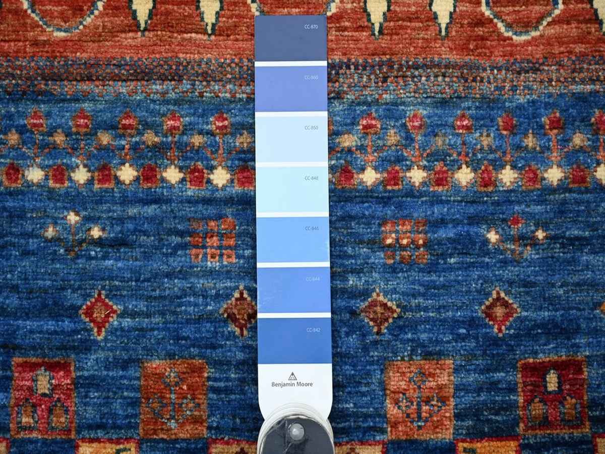 Gabbeh Tribal & Geometric hand-knotted wool runner in Multicolored, 2'6" x 8'2" — SKU O022604 (view 3)