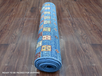 Gabbeh Tribal & Geometric hand-knotted wool runner in Multicolored, 2'6" x 8'2" — SKU O022604 (view 4)