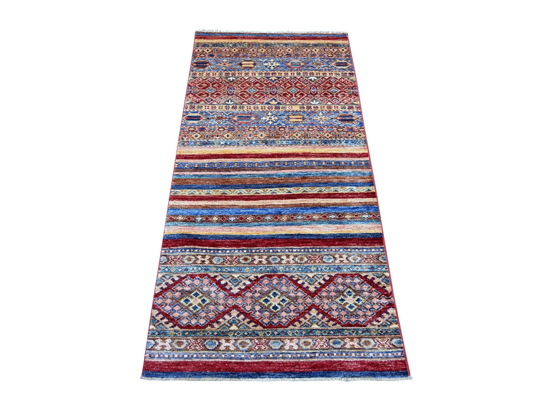 Multicolored 2'8" x 5'7" Tribal & Geometric Hand knotted Wool Rug - Sku: O022606