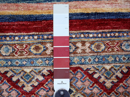 Kazak Tribal & Geometric hand-knotted wool runner in Multicolored, 2'8" x 5'7" — SKU O022606 (view 3)