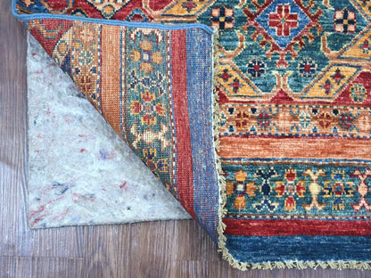 Kazak Tribal & Geometric hand-knotted wool rug in Multicolored, 3'5" x 3'7" — SKU O022607 (view 2)
