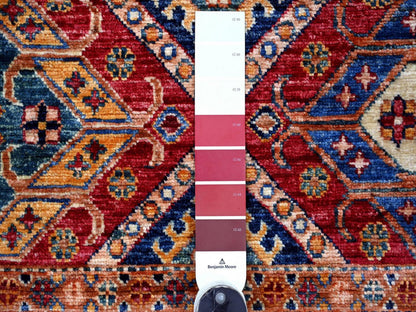 Kazak Tribal & Geometric hand-knotted wool rug in Multicolored, 3'5" x 3'7" — SKU O022607 (view 3)