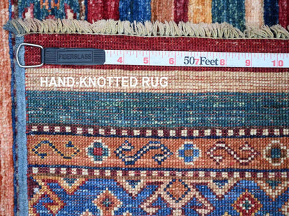 Kazak Tribal & Geometric hand-knotted wool rug in Multicolored, 3'5" x 3'7" — SKU O022607 (view 6)