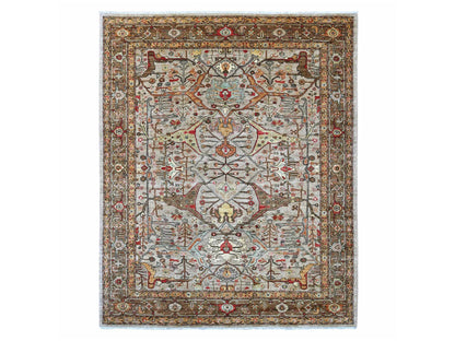 Peshawar Tribal & Geometric hand-knotted wool rug in Gray & Brown, 8' x 9'7" — SKU O022608