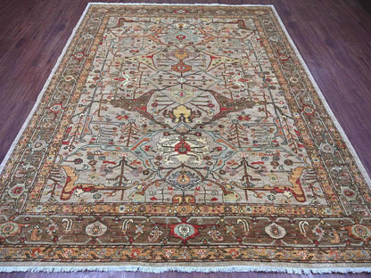 Peshawar Tribal & Geometric hand-knotted wool rug in Gray & Brown, 8' x 9'7" — SKU O022608 (view 2)