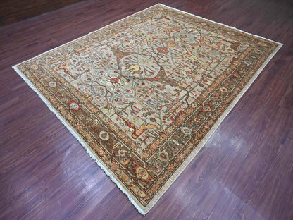 Grey 8'0" x 9'7" Tribal & Geometric Hand knotted Wool Rug - Sku: O022608