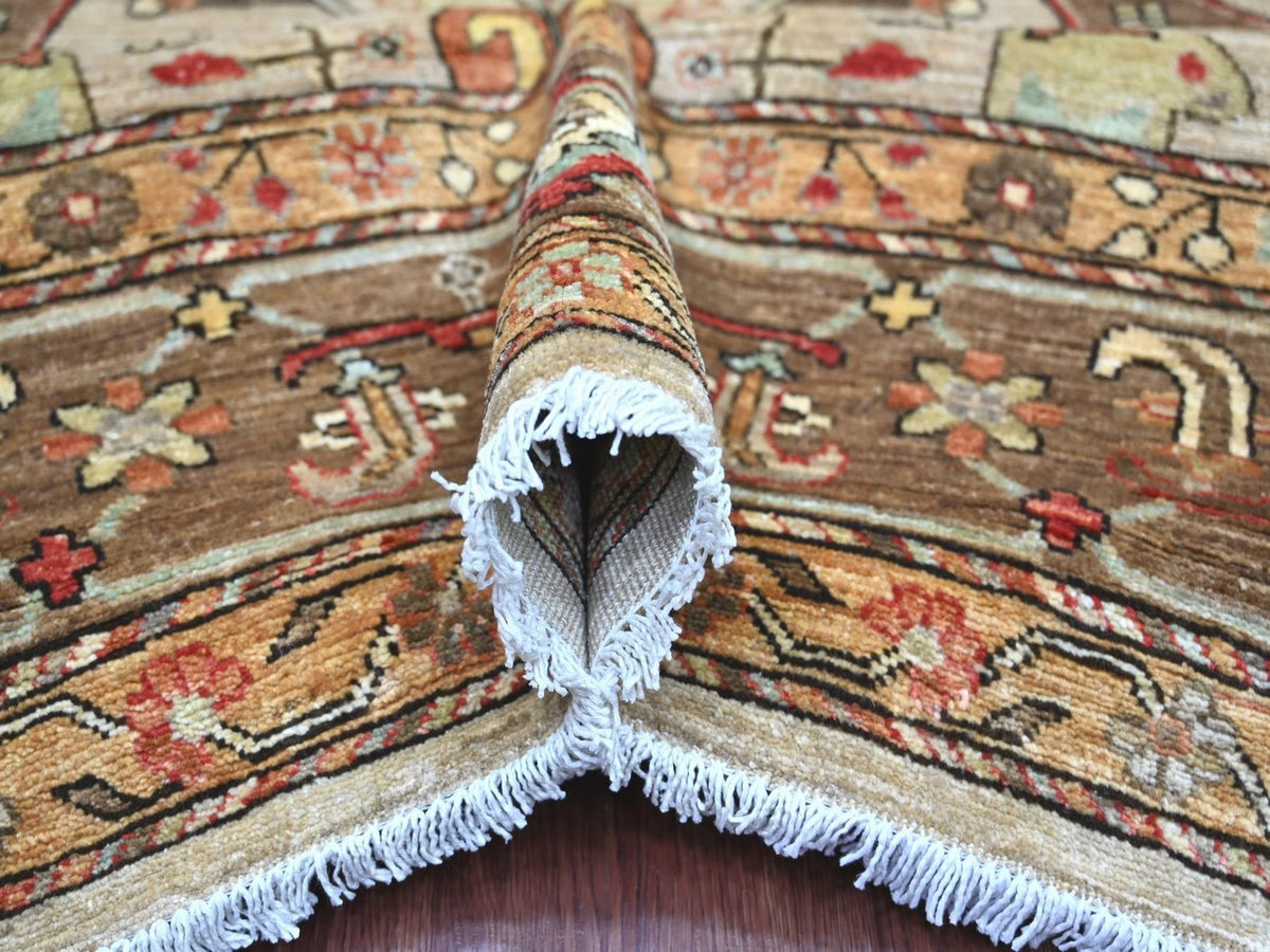 Peshawar Tribal & Geometric hand-knotted wool rug in Gray & Brown, 8' x 9'7" — SKU O022608 (view 5)